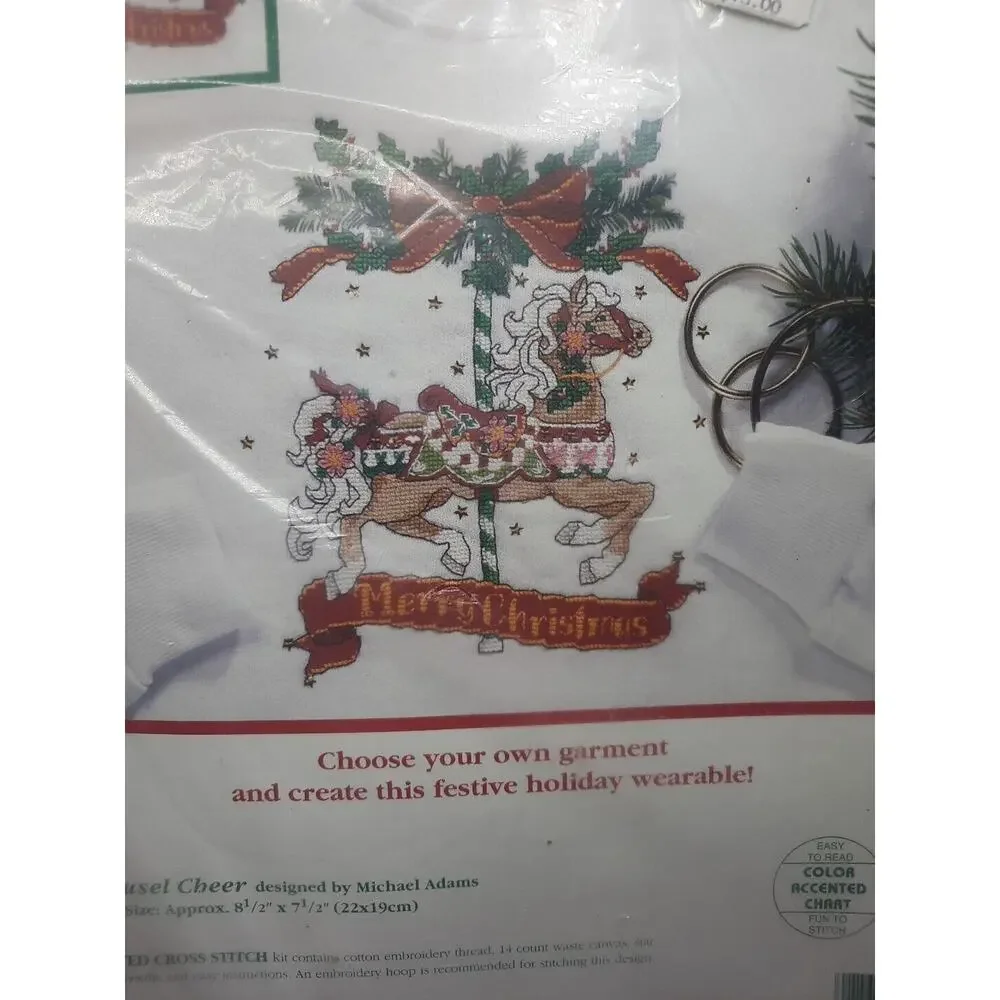 Vintage Dimensions Waste Canvas Design Wearable Carousel Cheer 8481 Christmas